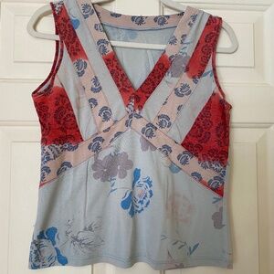 Silk Top, Medium, light and navy blue, red, soft pink, grey, muted lavender